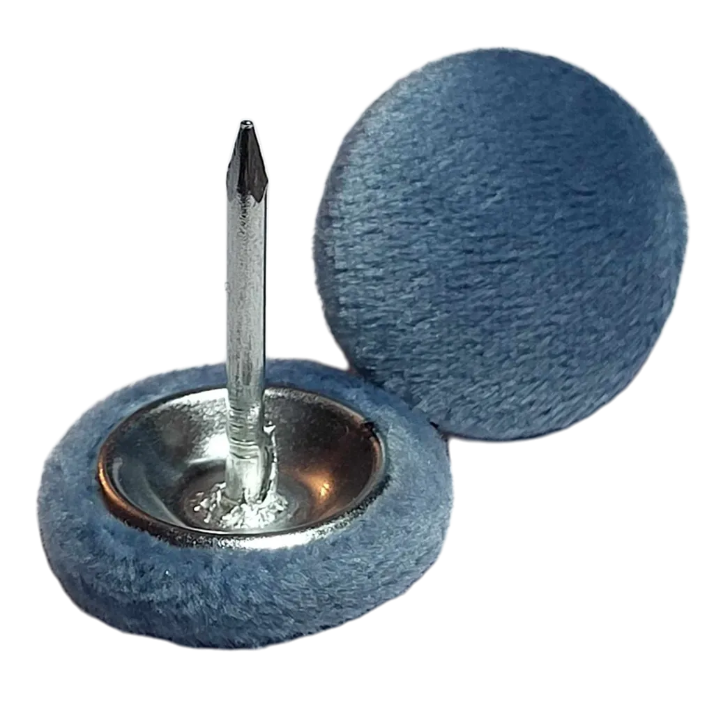 18mm and 23mm Sky Blue Velvet Nail Back Buttons