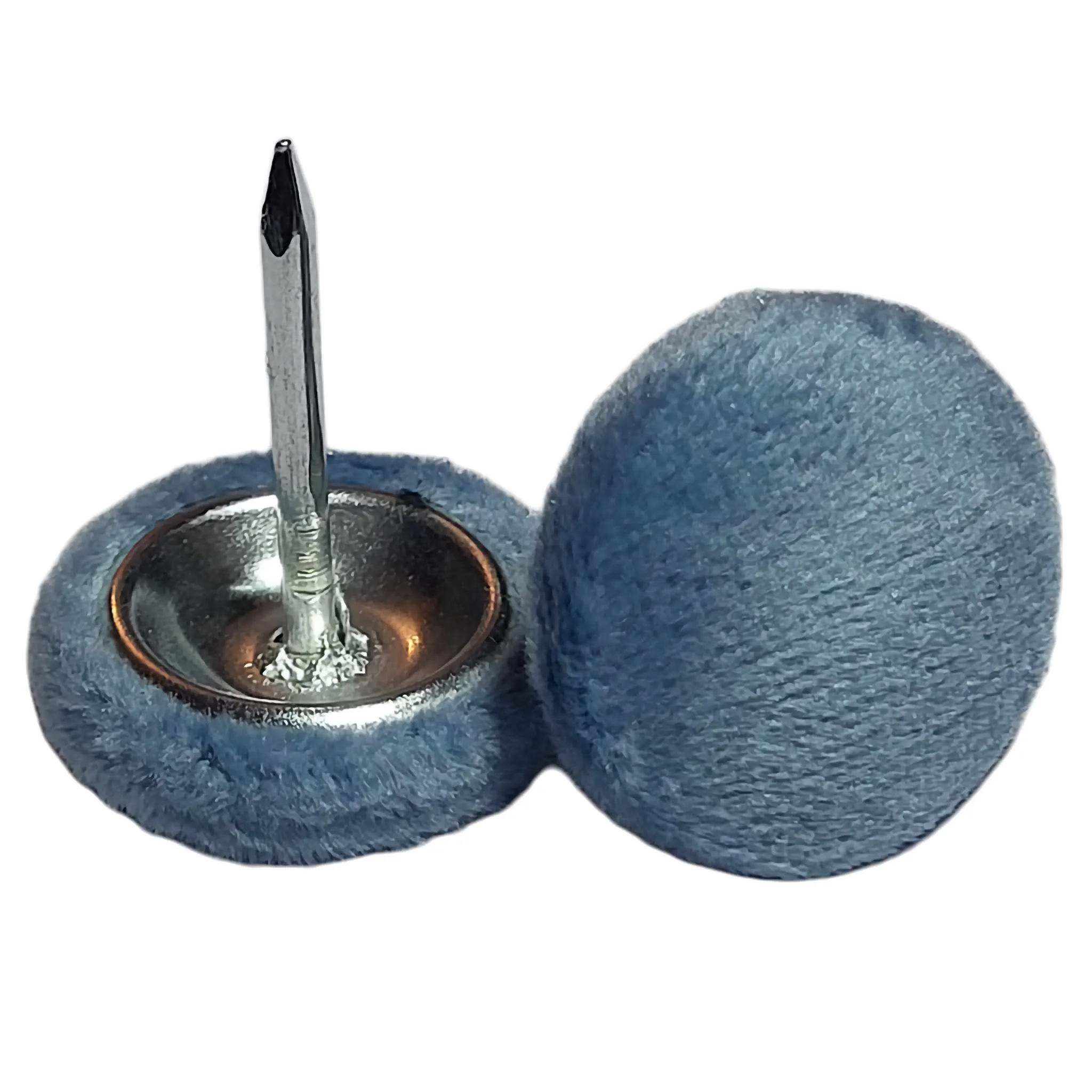 18mm and 23mm Sky Blue Velvet Nail Back Buttons
