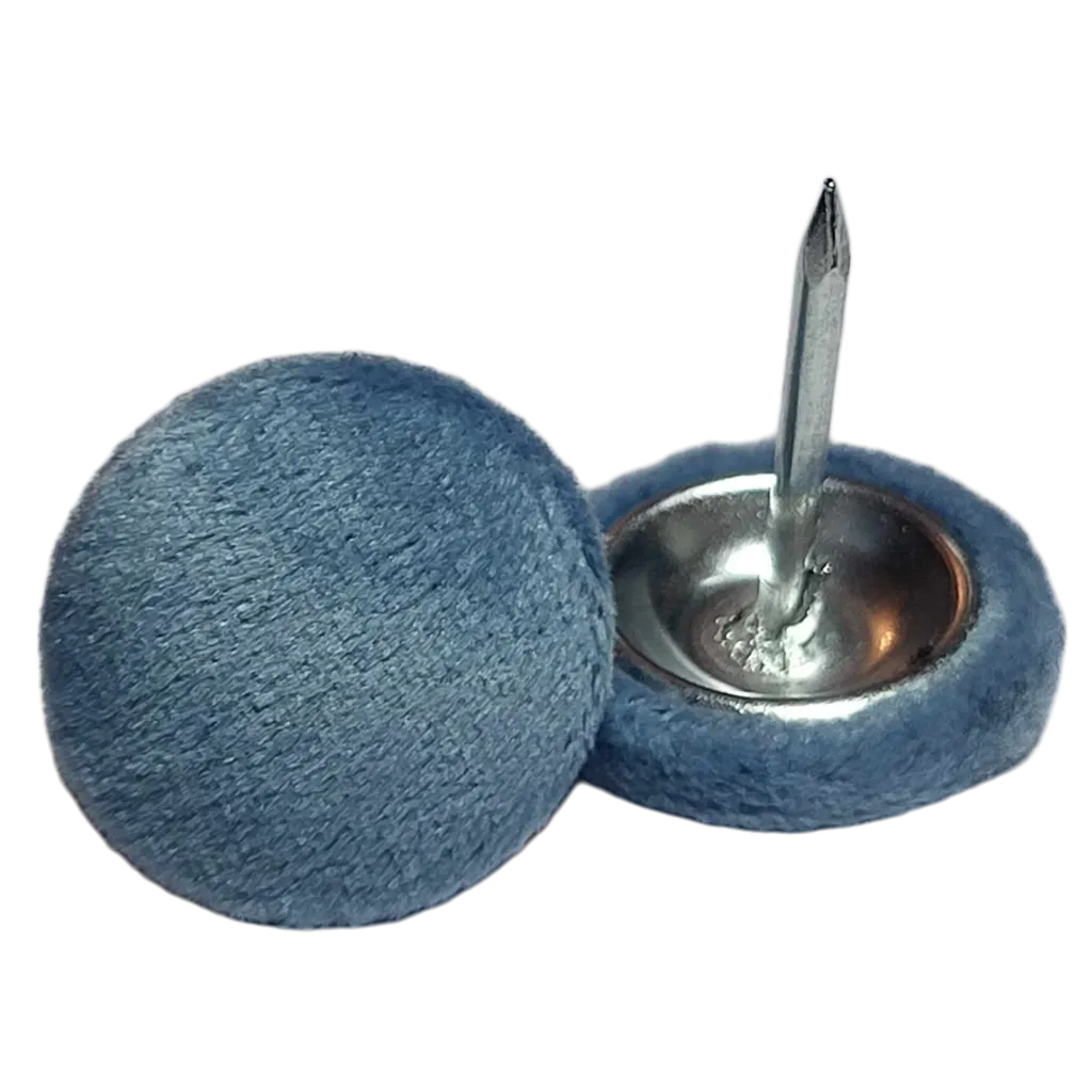 18mm and 23mm Sky Blue Velvet Nail Back Buttons