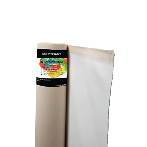 ARTISTMART Painting Drawing and Sketch Accessories Primed Painting Canvas Roll (36" x 5 MTR, 7 Oz. (White))