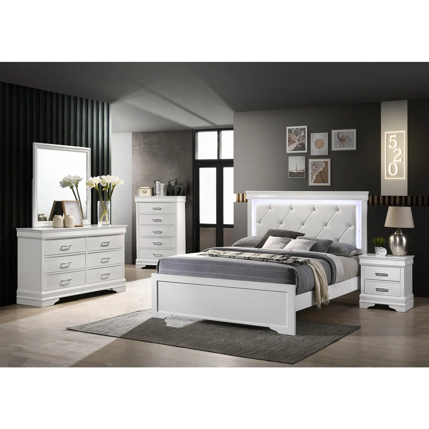 Brooklyn White Collection Double Platform Bed