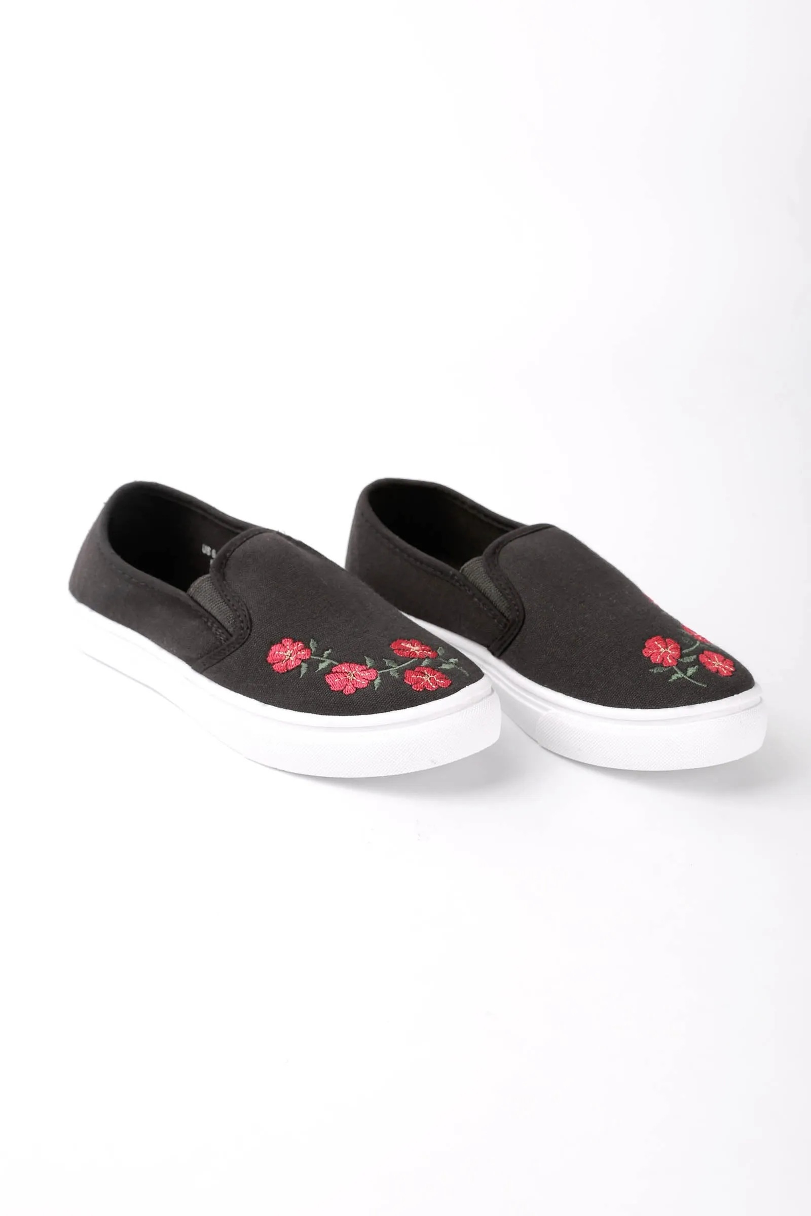 Canvas Slip On Sneakers With Embroidery