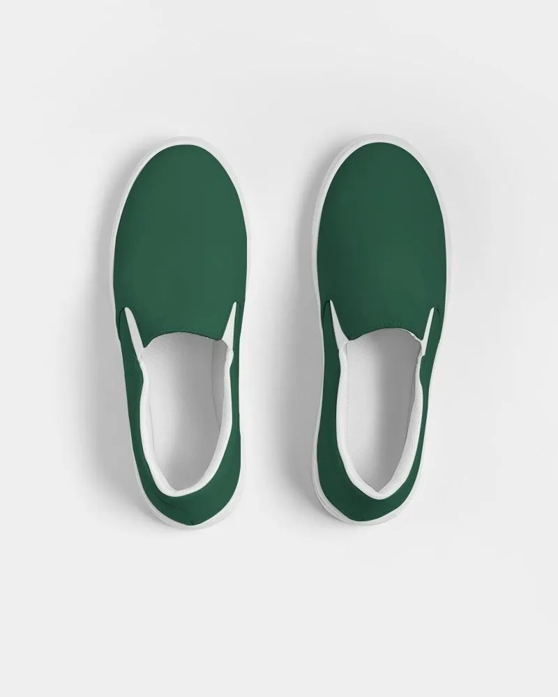 Dark Green Slip-On Canvas Sneakers | Women's | Dark Pastel Green | C60M0Y60K80
