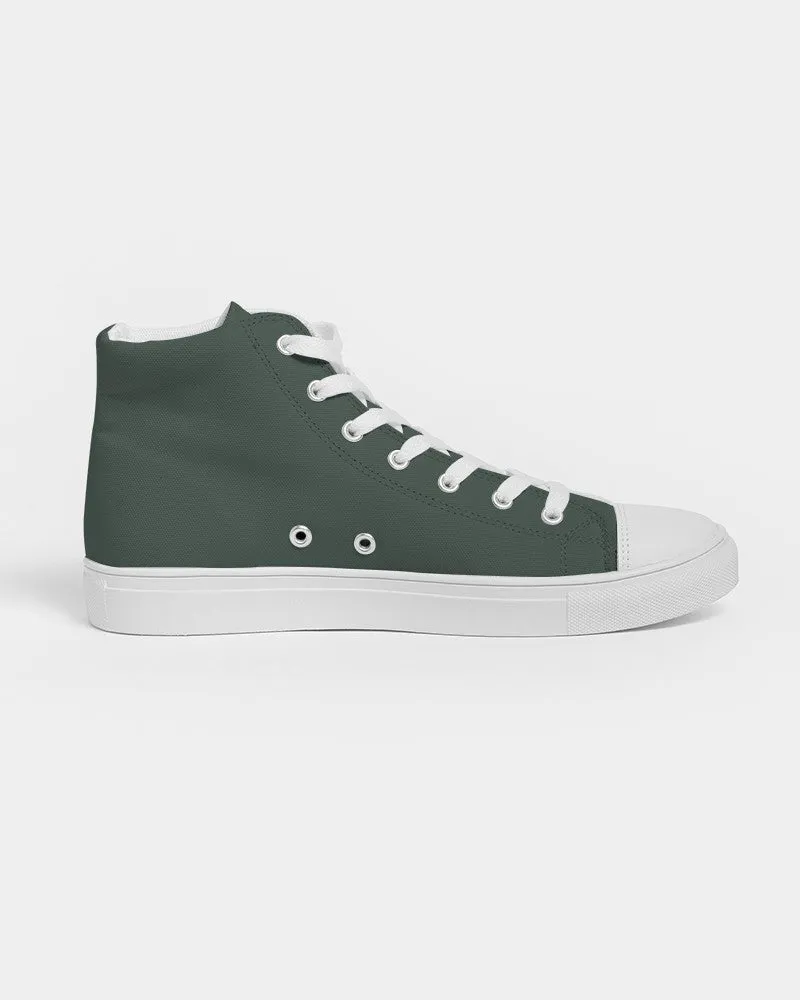 Dark Green Women's High-top Canvas Sneakers | Women's | Dark Pale Pastel Green | C30M0Y30K80