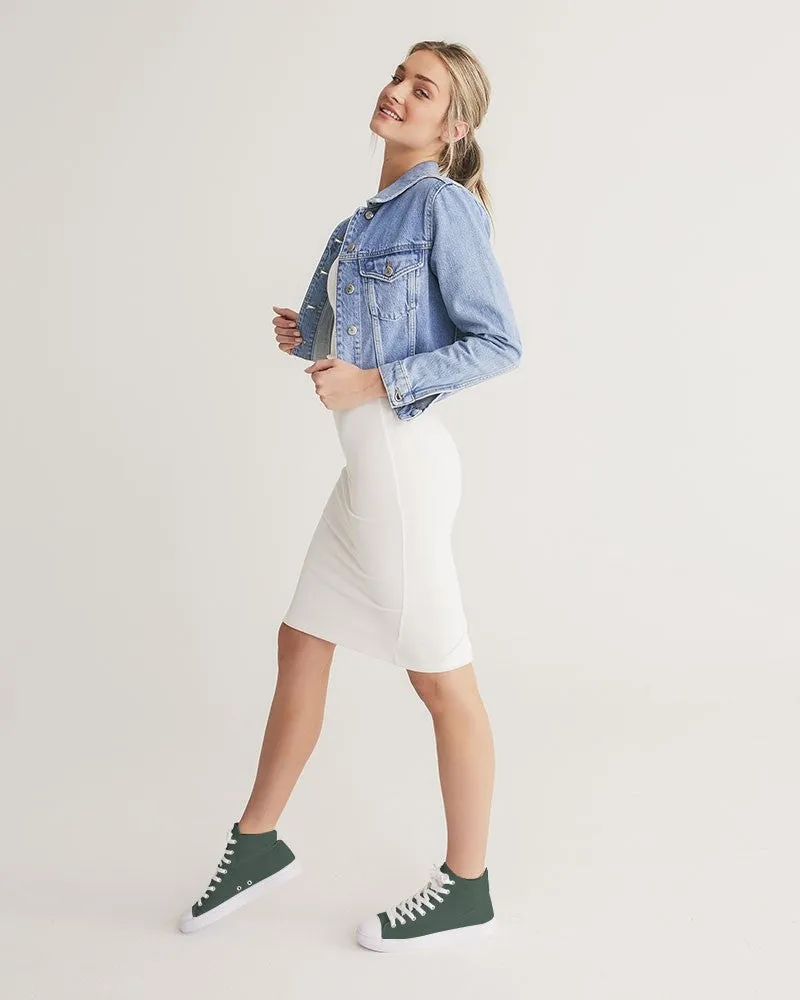 Dark Green Women's High-top Canvas Sneakers | Women's | Dark Pale Pastel Green | C30M0Y30K80