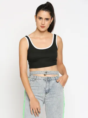 Disrupt Scoop Neck Slim Fit Sleevelees Black Top