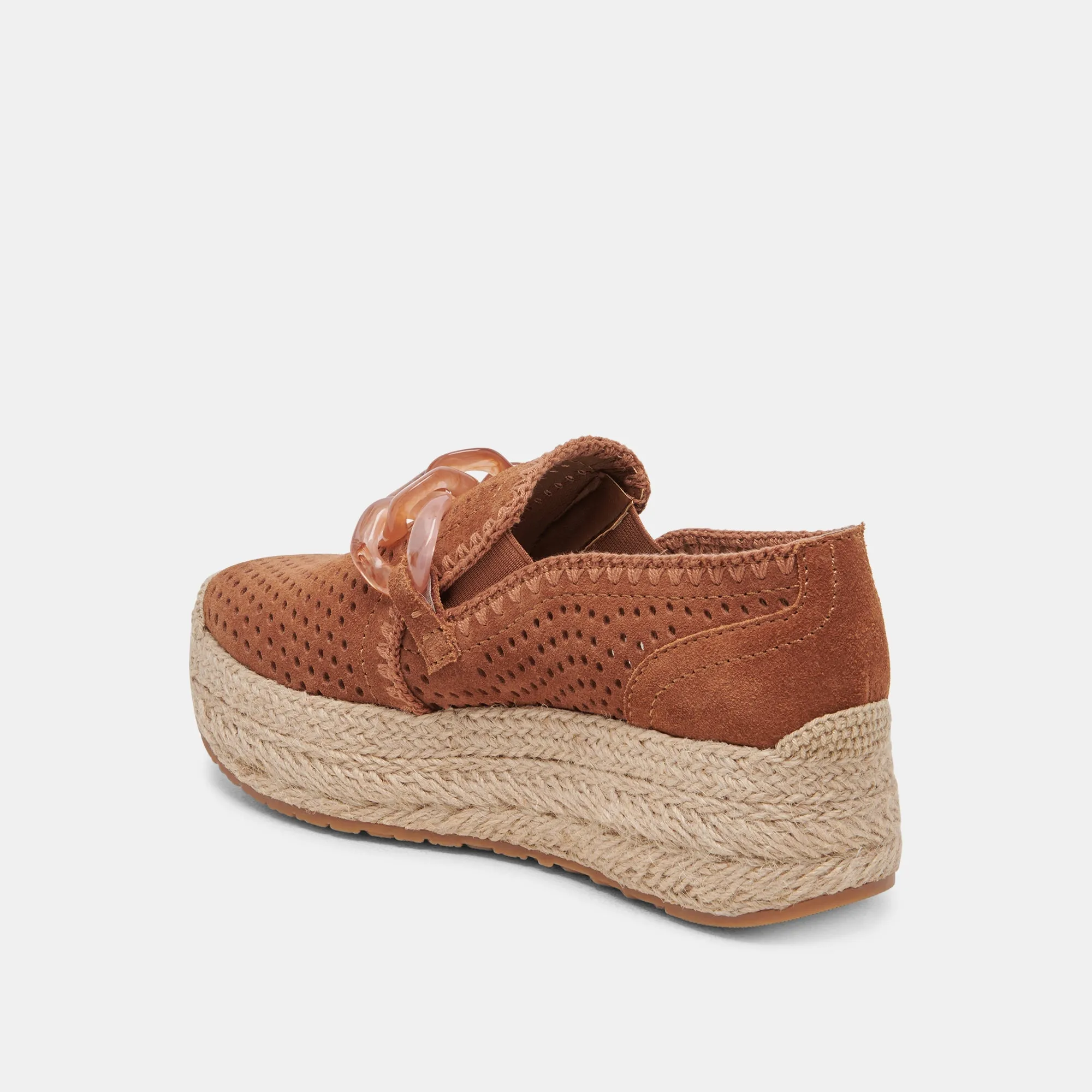 Dolce Vita Jhenee Espadrille Sneakers in Pecan Perforated Suede