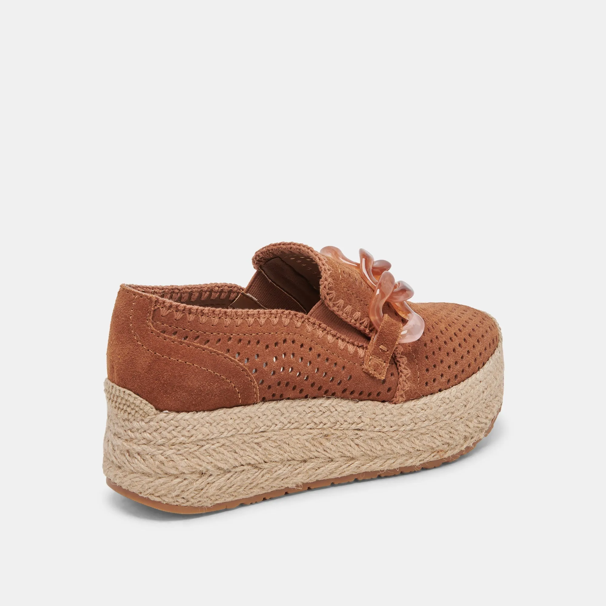Dolce Vita Jhenee Espadrille Sneakers in Pecan Perforated Suede