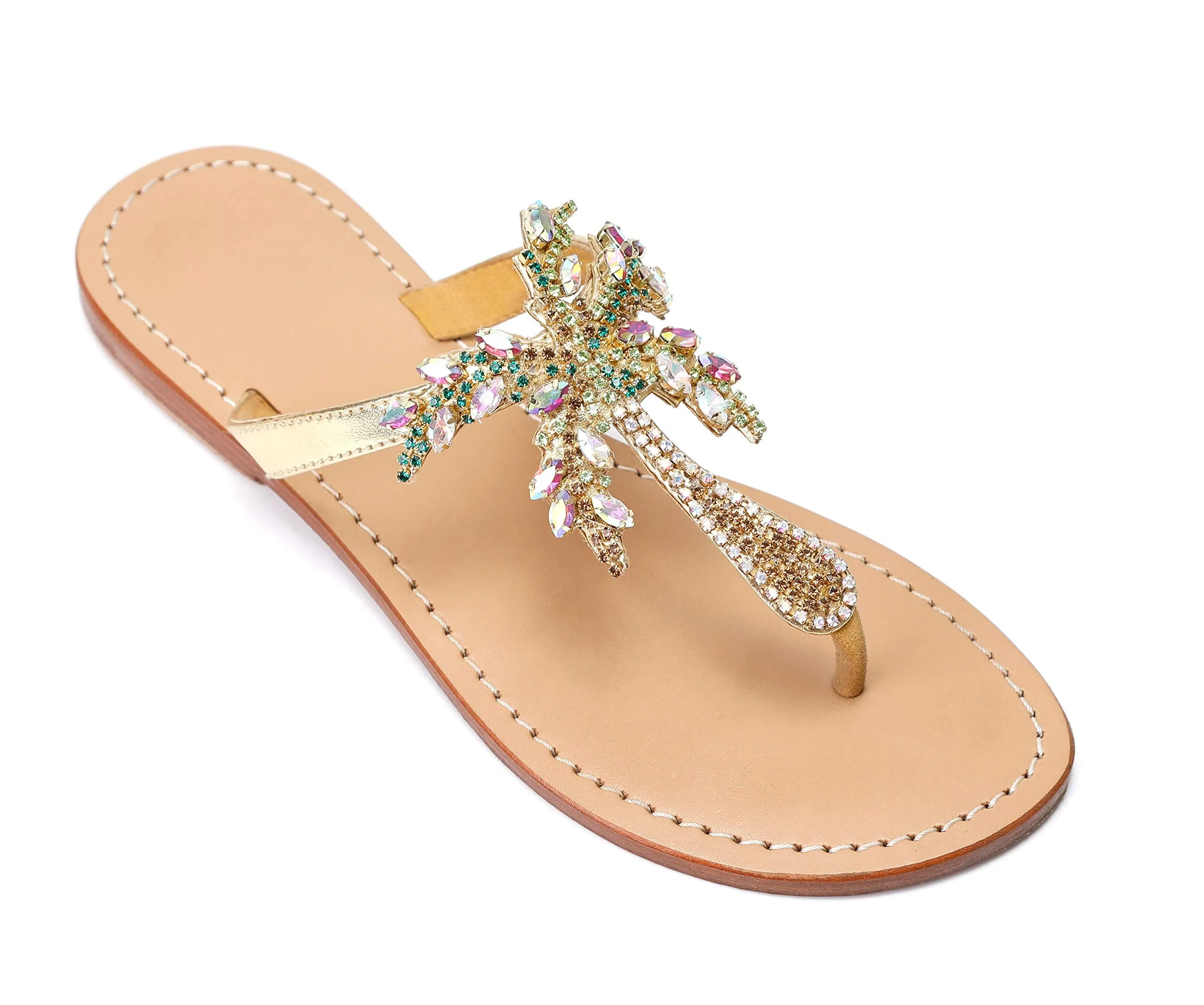 Embellished Summer Sandals with Palm Tree Design (up to size 12)