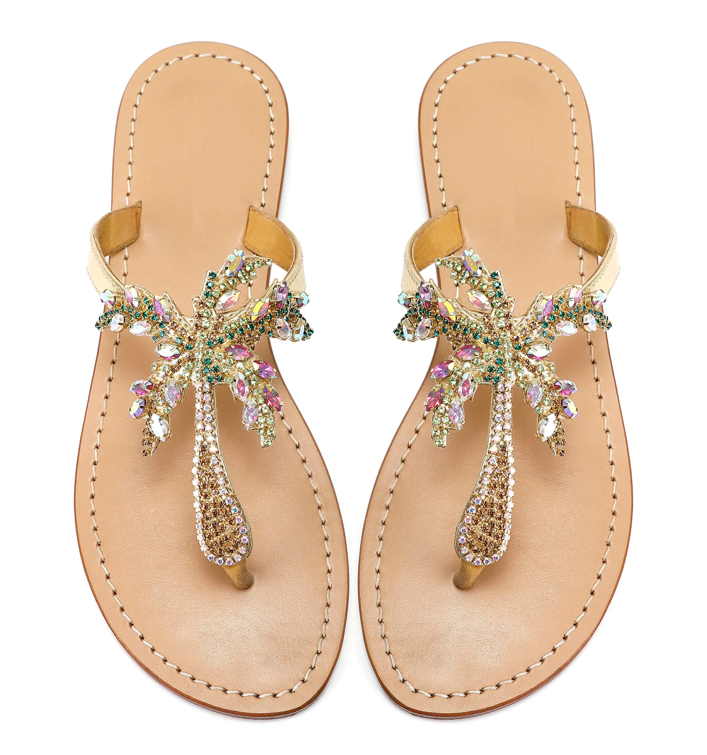 Embellished Summer Sandals with Palm Tree Design (up to size 12)