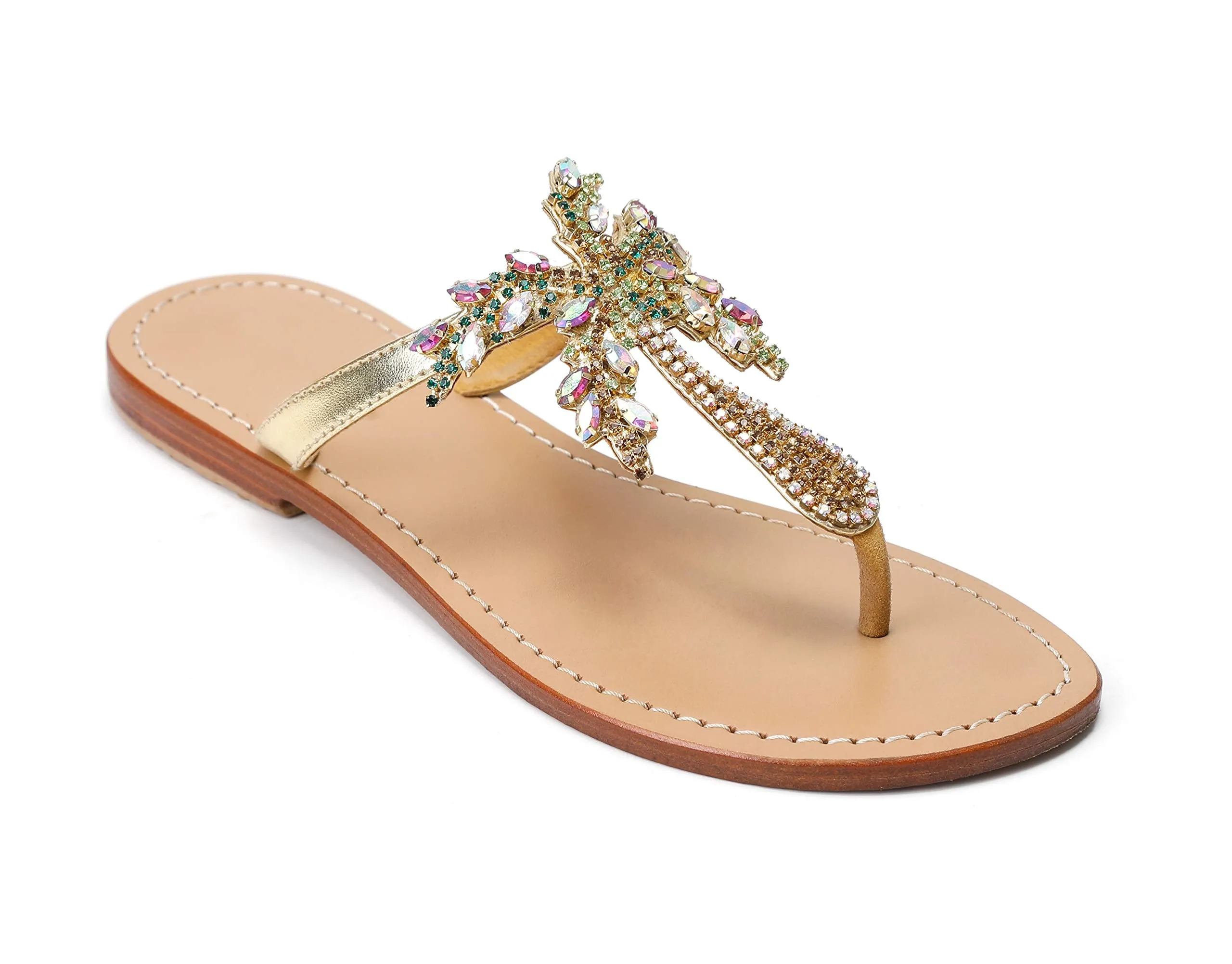 Embellished Summer Sandals with Palm Tree Design (up to size 12)