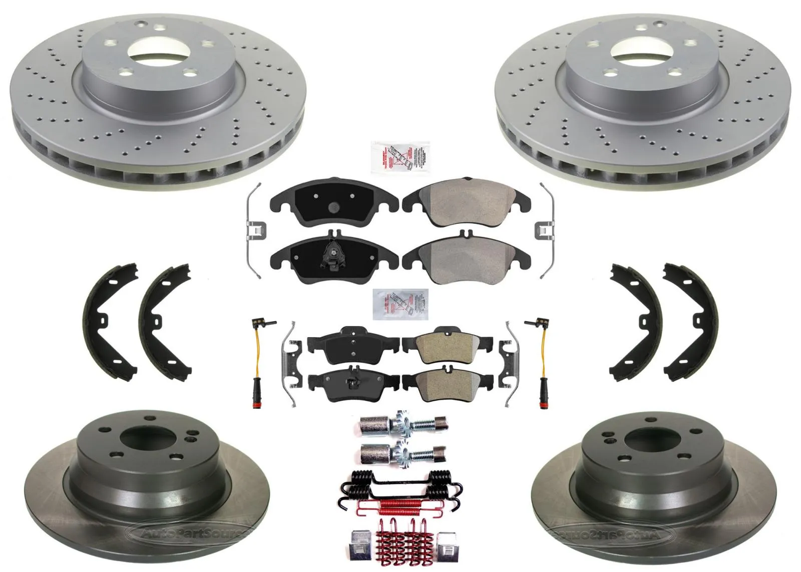 Front Rr Brake Disc Rotors Pads for 11-17  Mercedes Benz E250 WITH sport package