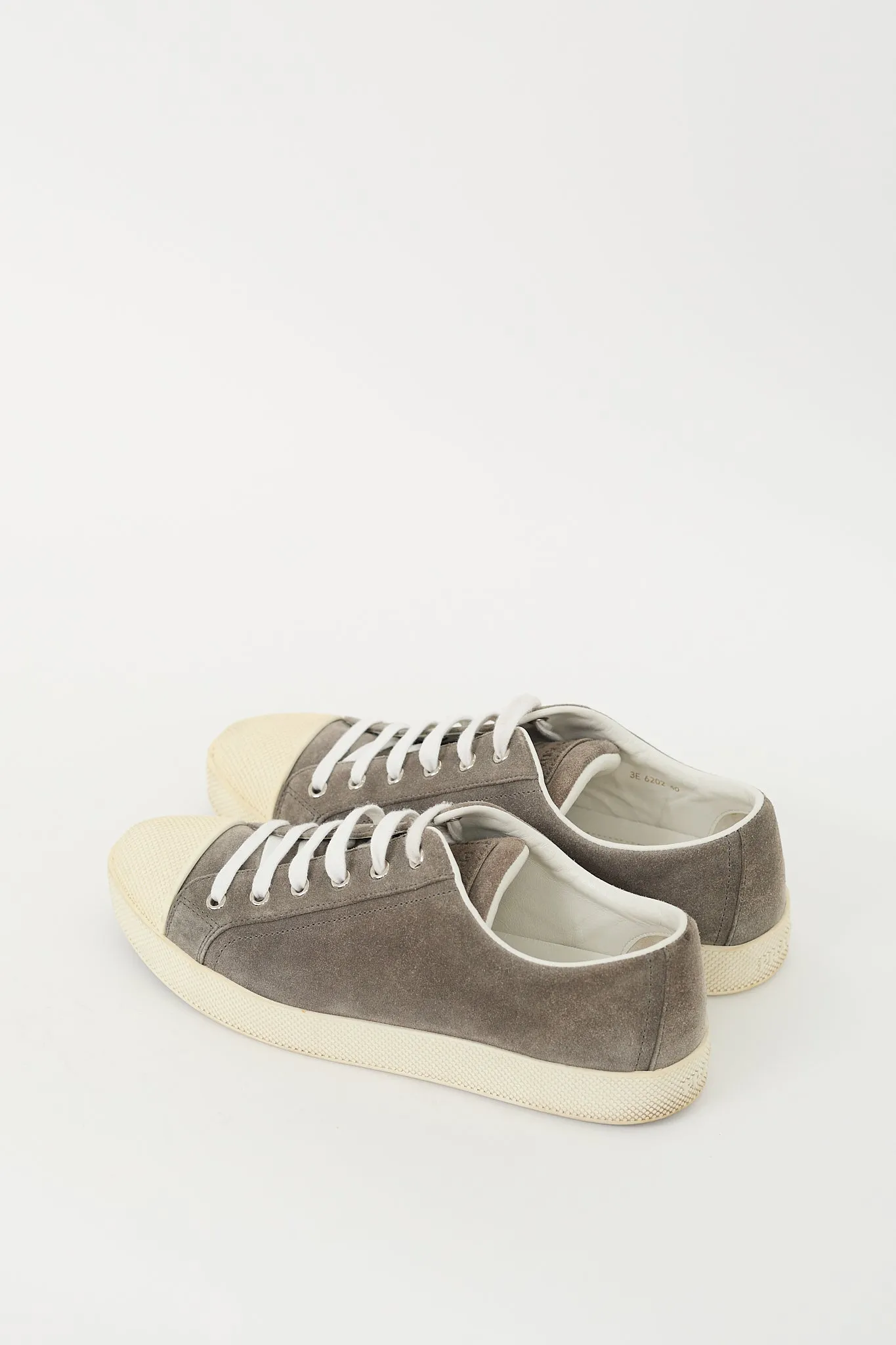 Grey Suede Low Top Platform Sneaker