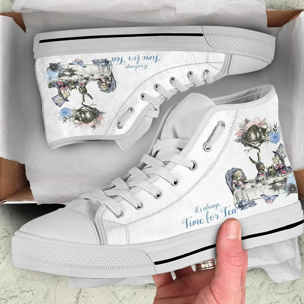 High Top Sneakers - Alice in Wonderland Gifts #101 White | Birthday Gifts, Gift Idea, Custom Sneakers Women, Custom Women's Sneakers