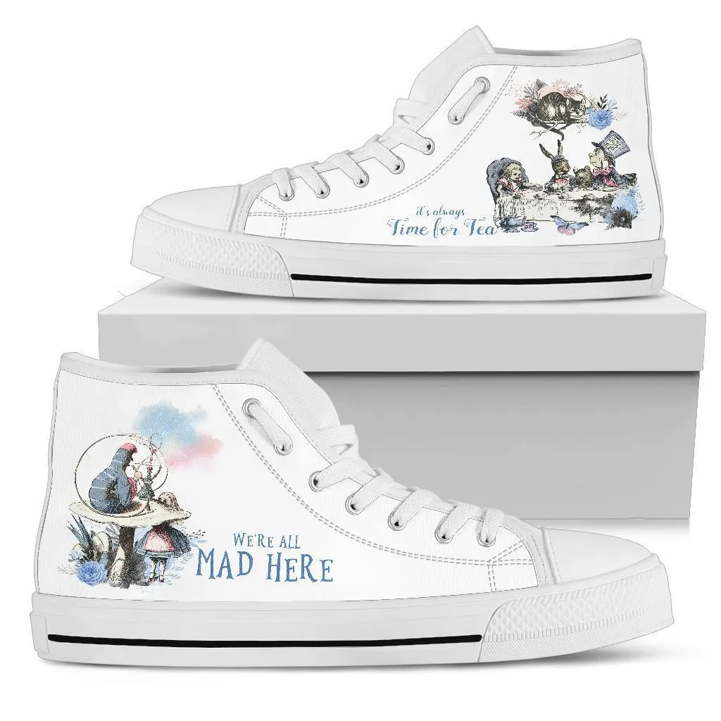 High Top Sneakers - Alice in Wonderland Gifts #101 White | Birthday Gifts, Gift Idea, Custom Sneakers Women, Custom Women's Sneakers