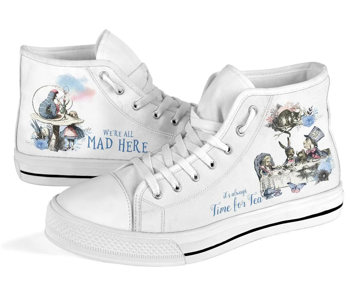High Top Sneakers - Alice in Wonderland Gifts #101 White | Birthday Gifts, Gift Idea, Custom Sneakers Women, Custom Women's Sneakers