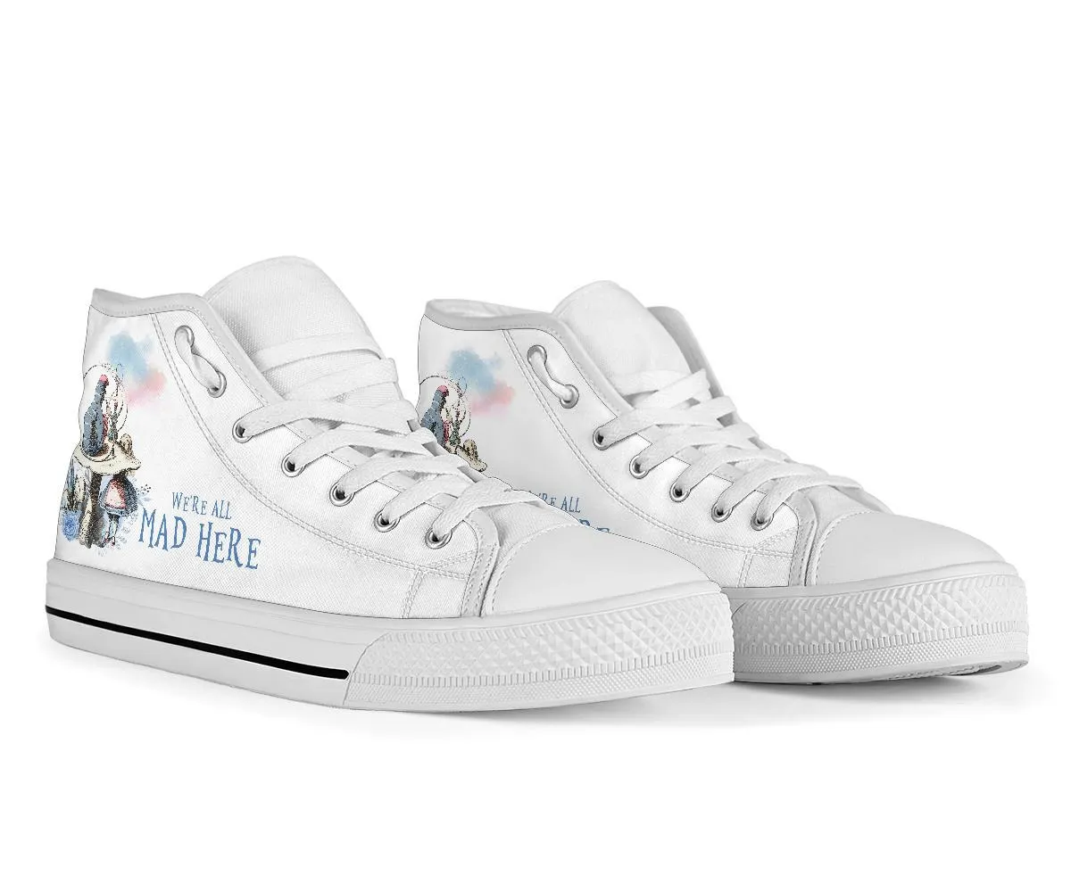 High Top Sneakers - Alice in Wonderland Gifts #101 White | Birthday Gifts, Gift Idea, Custom Sneakers Women, Custom Women's Sneakers