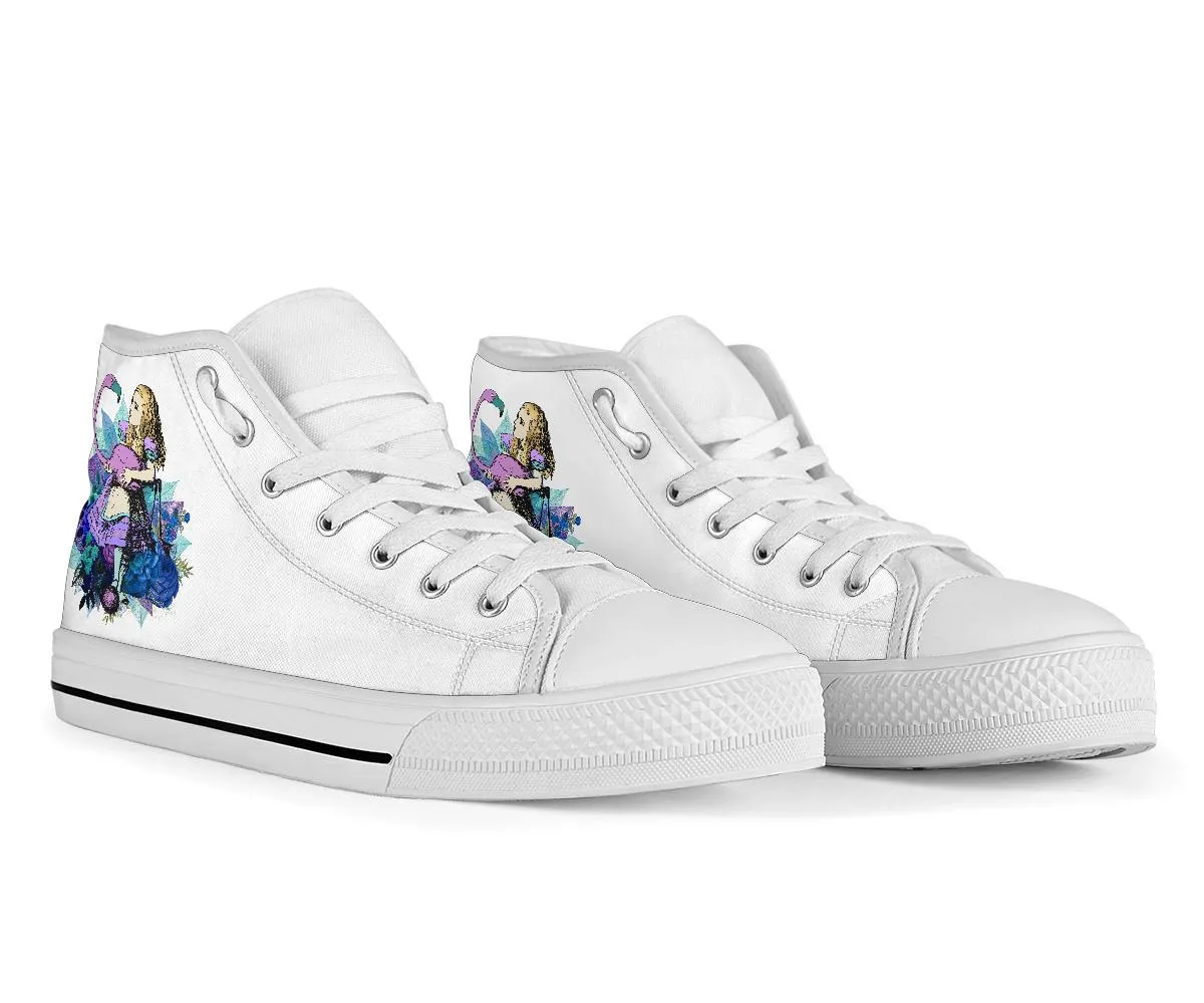 High Top Sneakers - Alice in Wonderland Gifts #22 White/Purple | Birthday Gifts, Gift Idea, Custom Sneakers Women, Custom Women's Sneakers