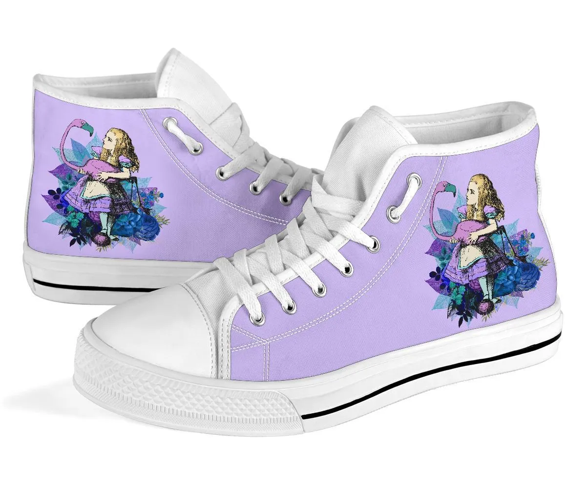 High Top Sneakers - Alice in Wonderland Gifts #22 White/Purple | Birthday Gifts, Gift Idea, Custom Sneakers Women, Custom Women's Sneakers