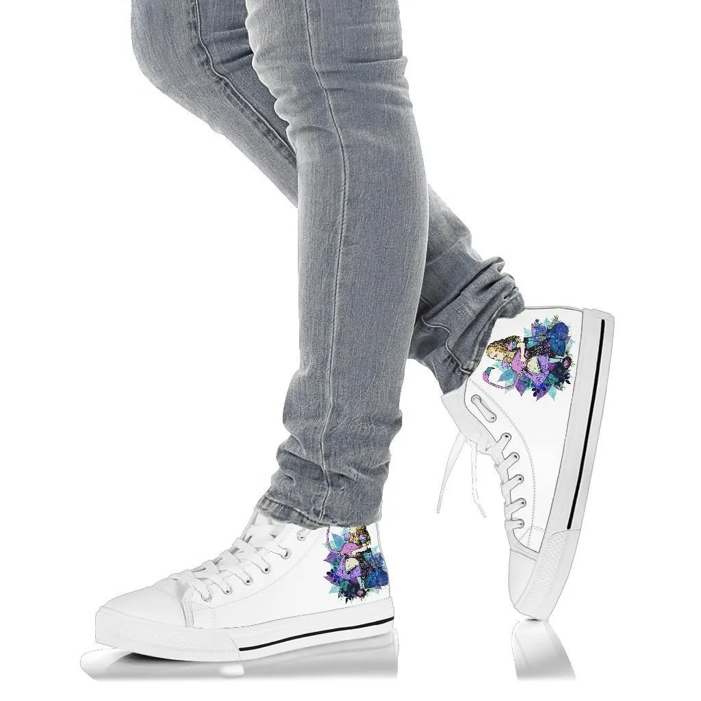 High Top Sneakers - Alice in Wonderland Gifts #22 White/Purple | Birthday Gifts, Gift Idea, Custom Sneakers Women, Custom Women's Sneakers