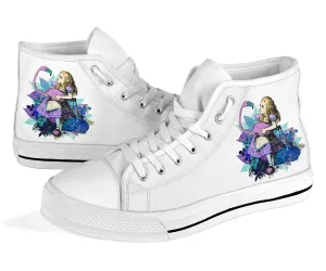 High Top Sneakers - Alice in Wonderland Gifts #22 White/Purple | Birthday Gifts, Gift Idea, Custom Sneakers Women, Custom Women's Sneakers