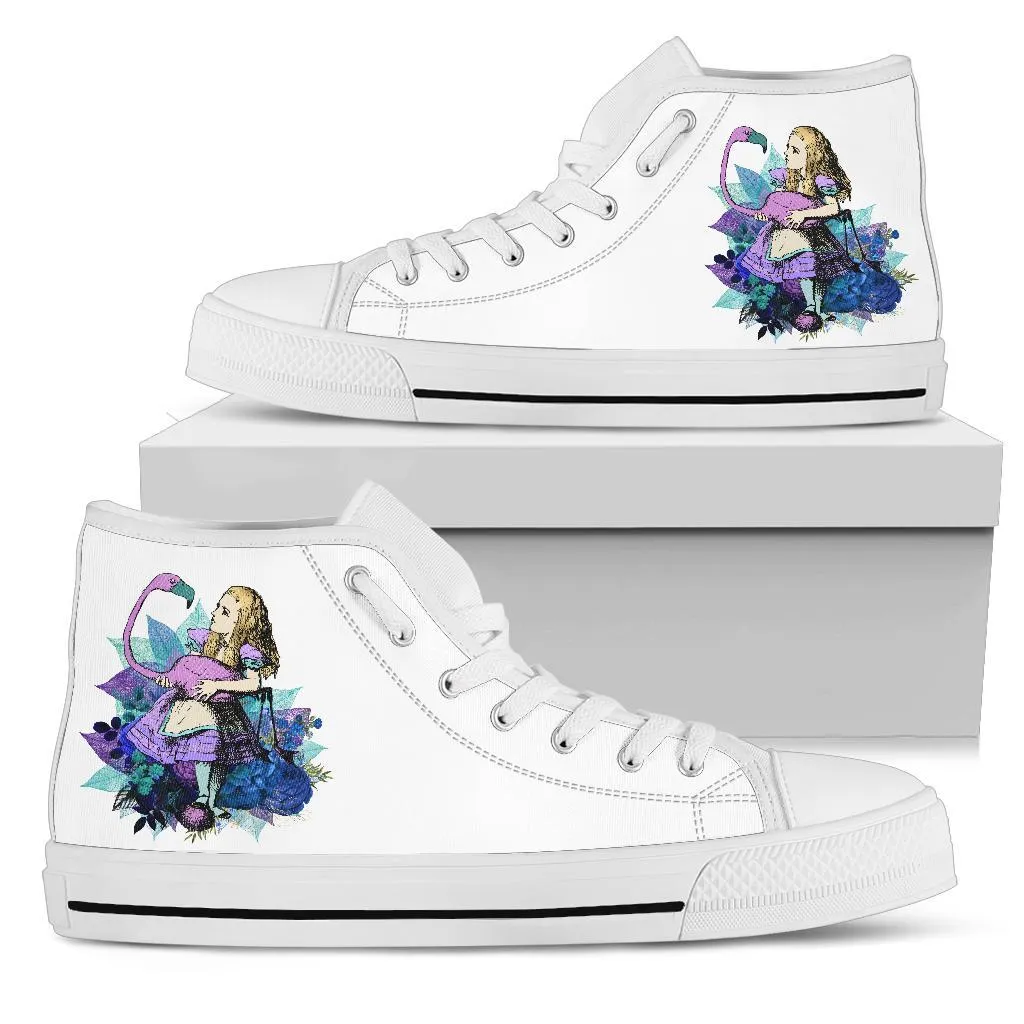 High Top Sneakers - Alice in Wonderland Gifts #22 White/Purple | Birthday Gifts, Gift Idea, Custom Sneakers Women, Custom Women's Sneakers