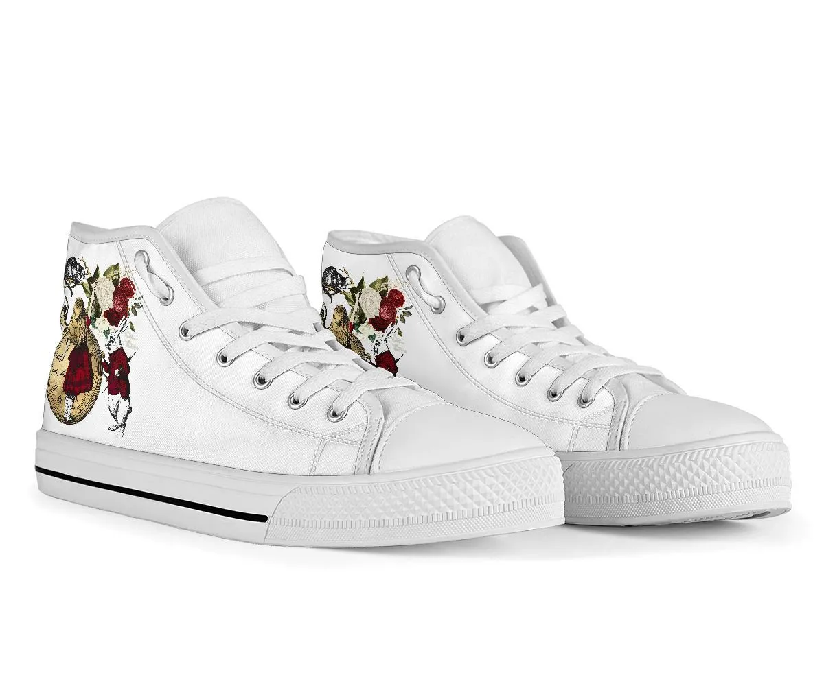 High Top Sneakers - Alice in Wonderland Gifts #32 White | Birthday Gifts, Gift Idea, Custom Sneakers Women, Custom Women's Sneakers