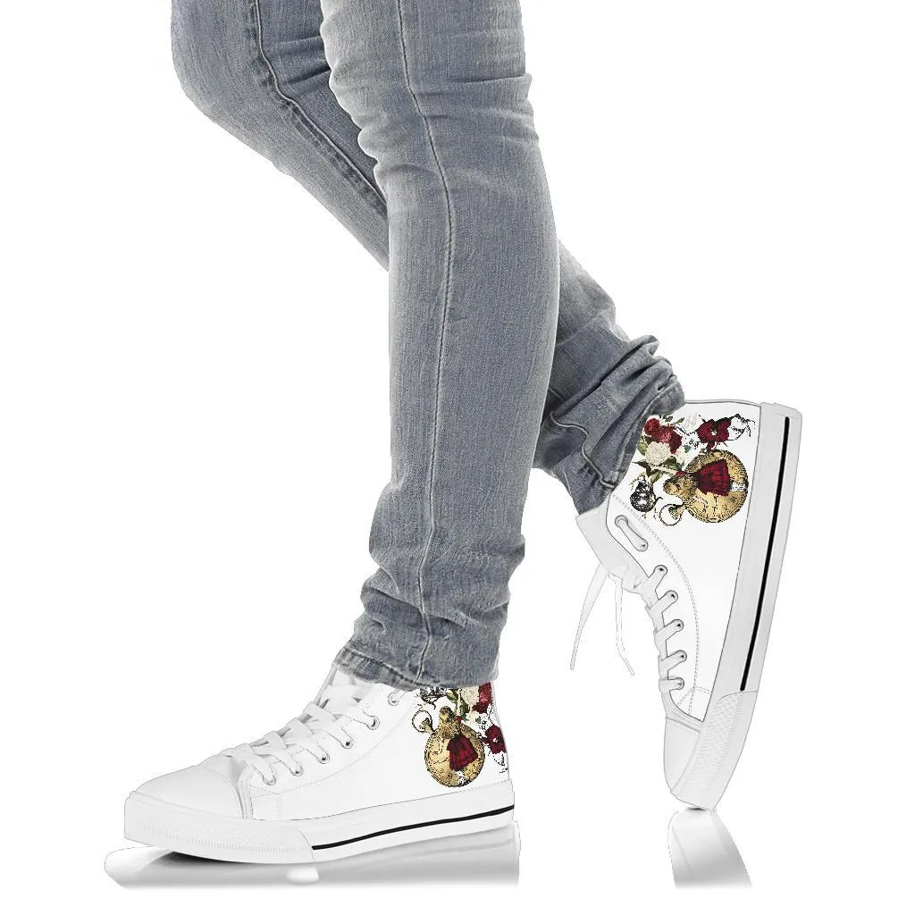 High Top Sneakers - Alice in Wonderland Gifts #32 White | Birthday Gifts, Gift Idea, Custom Sneakers Women, Custom Women's Sneakers
