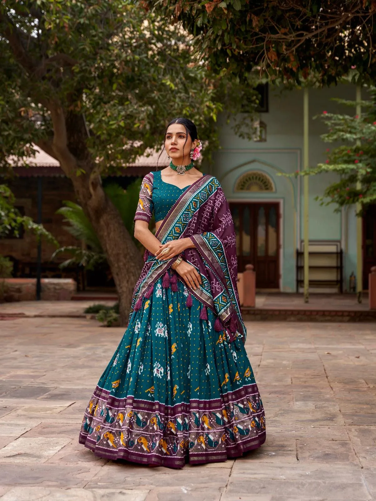 Ikkat Patola Tassel Silk Lehenga