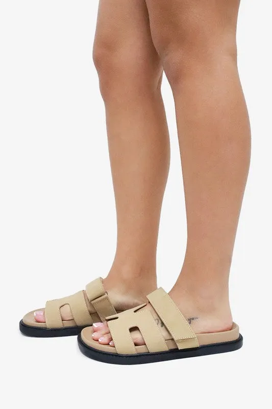 IN STOCK!! The Lowkey Famous Slide in Khaki