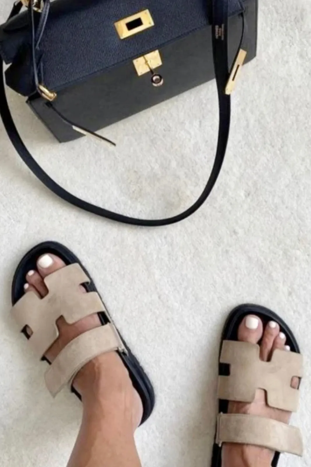 IN STOCK!! The Lowkey Famous Slide in Khaki
