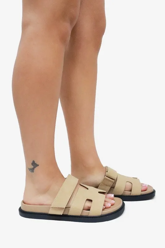 IN STOCK!! The Lowkey Famous Slide in Khaki