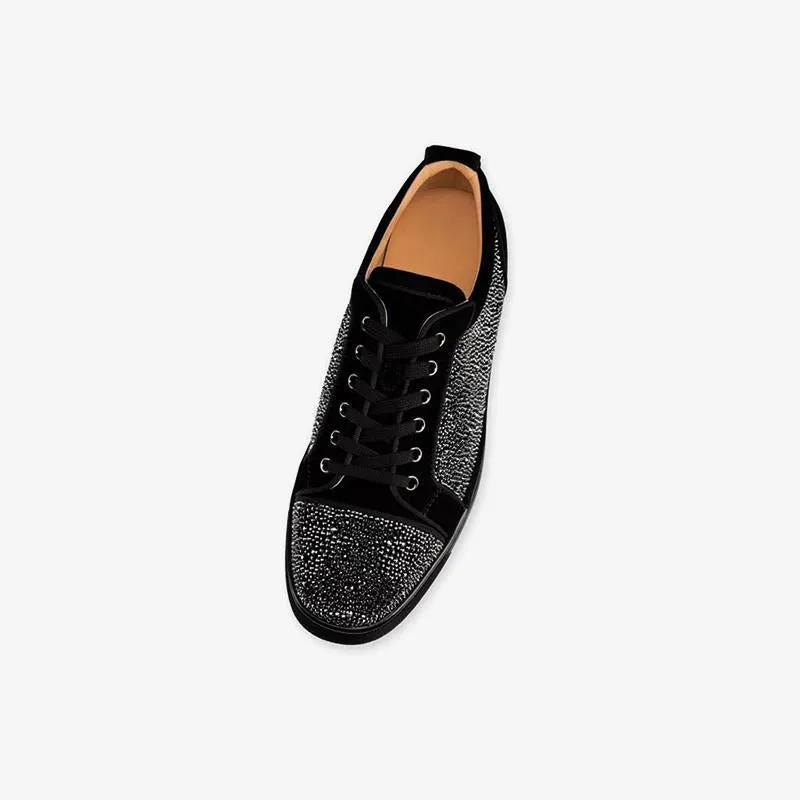 Leather Rhinestones Artwork Sneakers