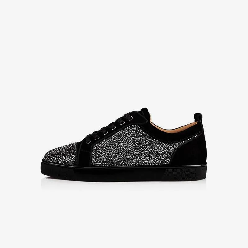 Leather Rhinestones Artwork Sneakers