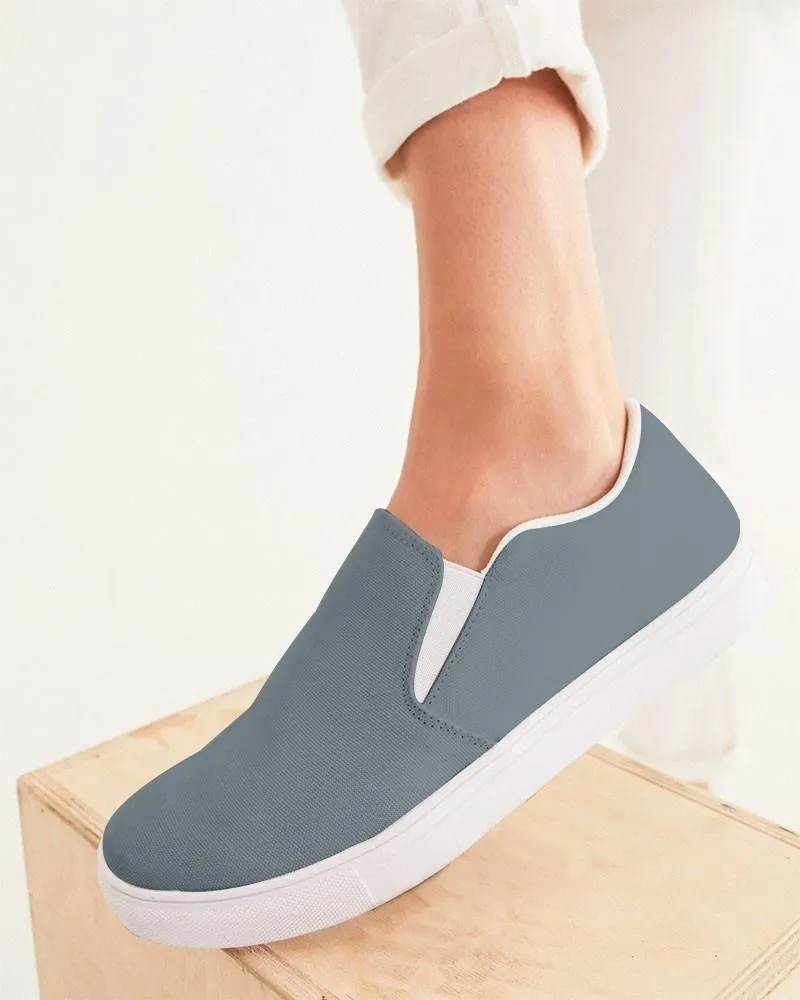 Medium Dark Cyan Gray Slip-On Canvas Sneakers | Women's | Medium Dark Pale Cyan Gray | C10M0Y0K60