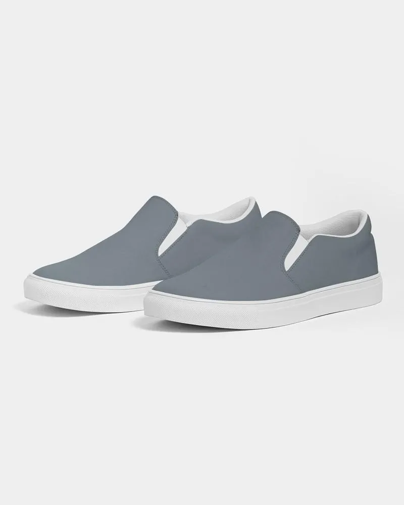 Medium Dark Cyan Gray Slip-On Canvas Sneakers | Women's | Medium Dark Pale Cyan Gray | C10M0Y0K60