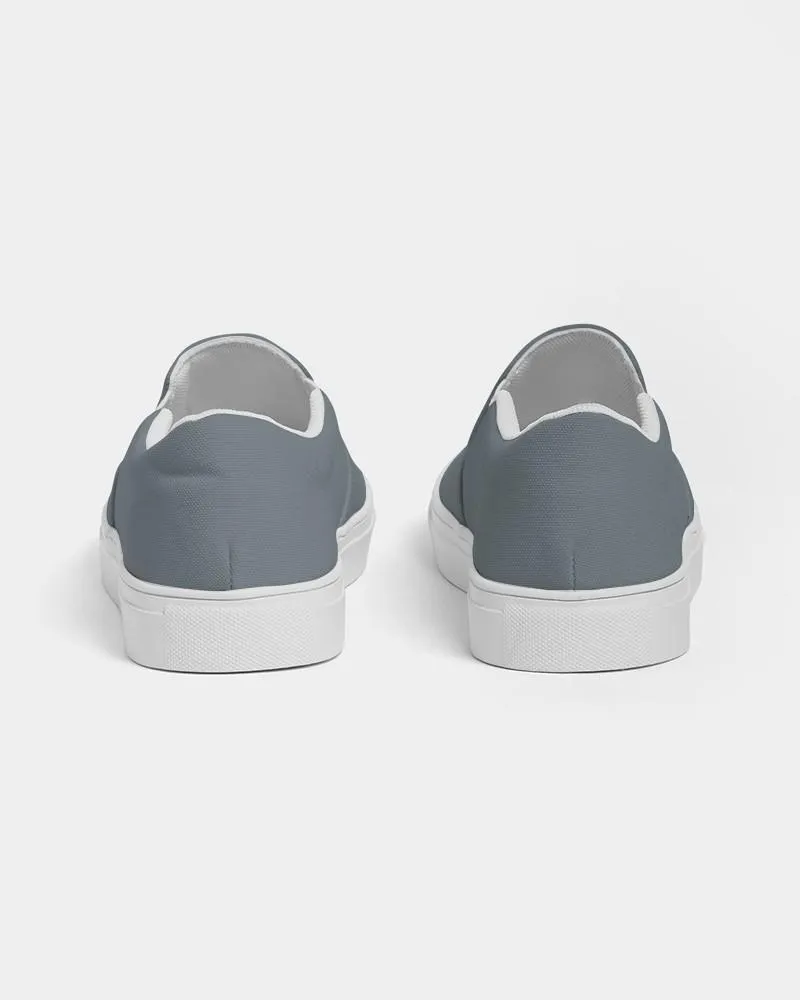 Medium Dark Cyan Gray Slip-On Canvas Sneakers | Women's | Medium Dark Pale Cyan Gray | C10M0Y0K60