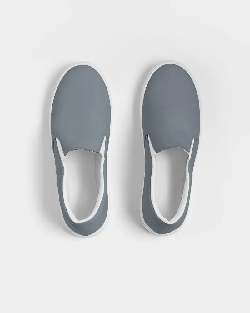 Medium Dark Cyan Gray Slip-On Canvas Sneakers | Women's | Medium Dark Pale Cyan Gray | C10M0Y0K60