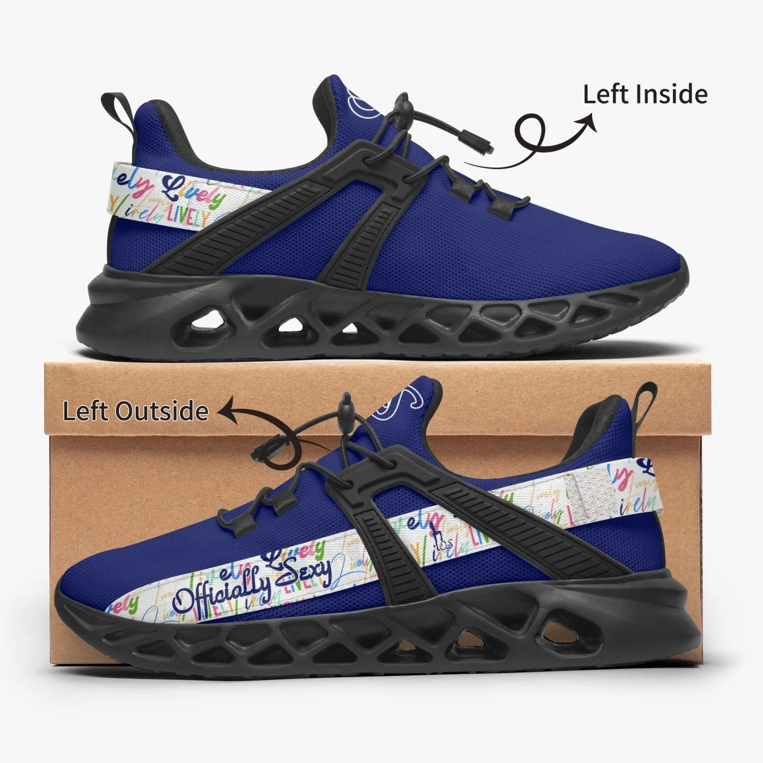 Officially Sexy Lively Collection Solid Navy Mesh Running Shoes Small Text