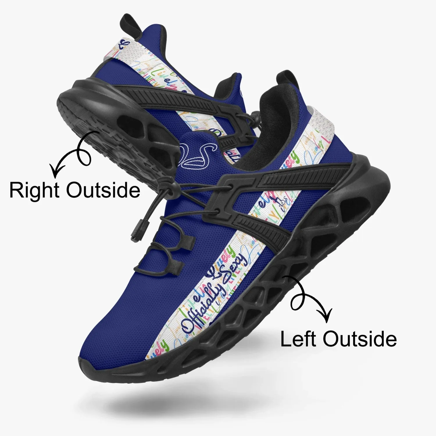 Officially Sexy Lively Collection Solid Navy Mesh Running Shoes Small Text