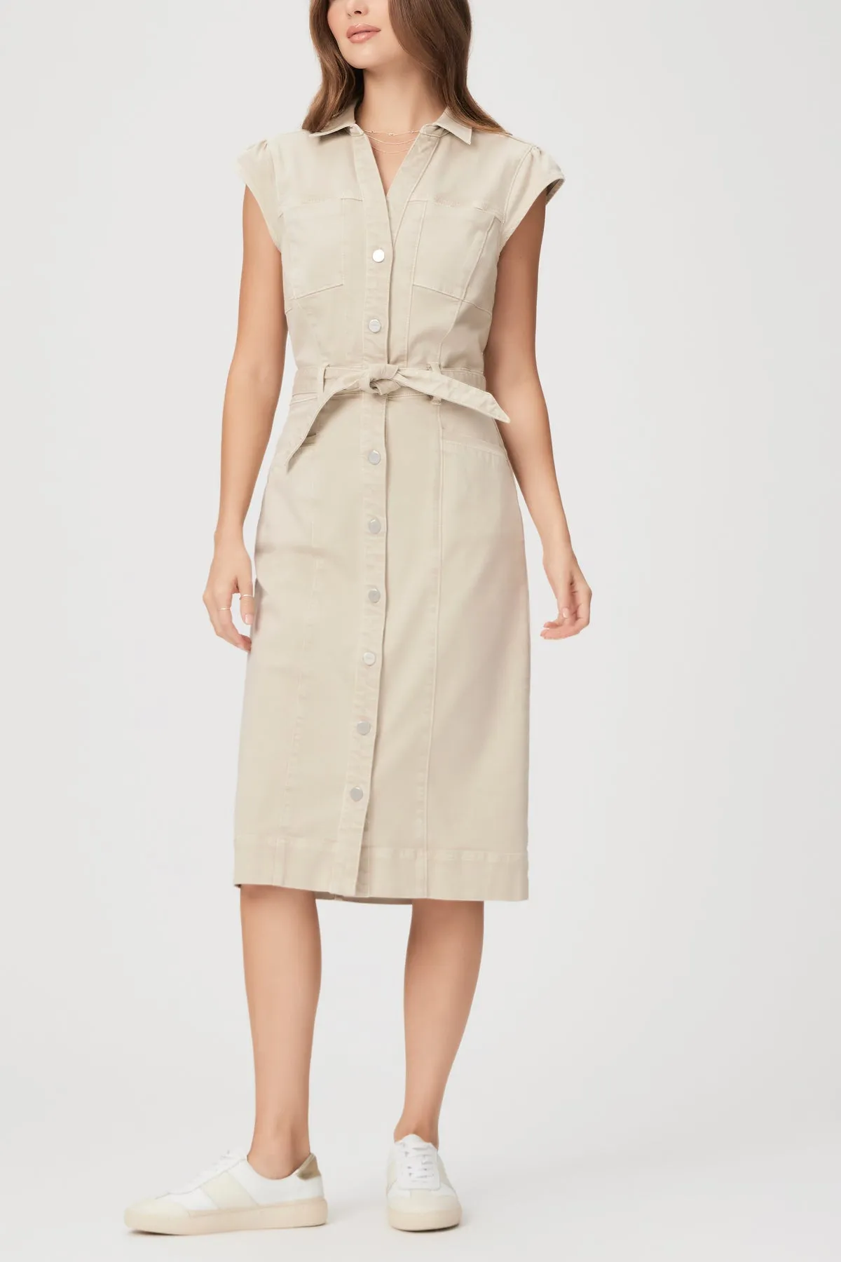 Paige Jaxsyn Midi Dress in Vintage Warm Sand