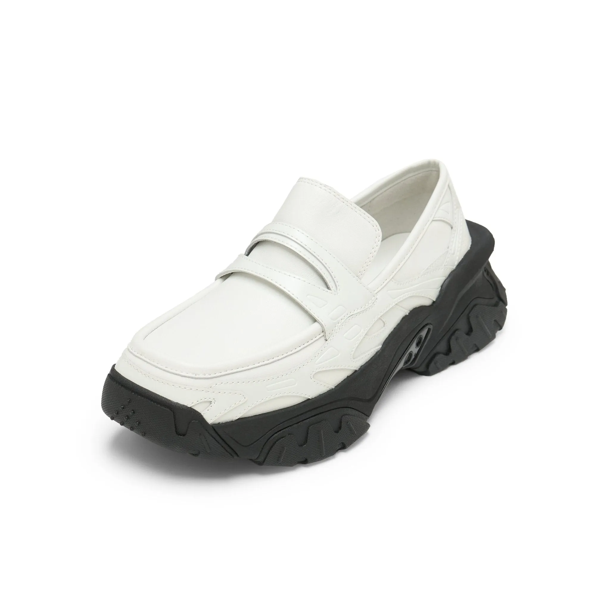 Patchwork Loafer Platform Sneakers In White