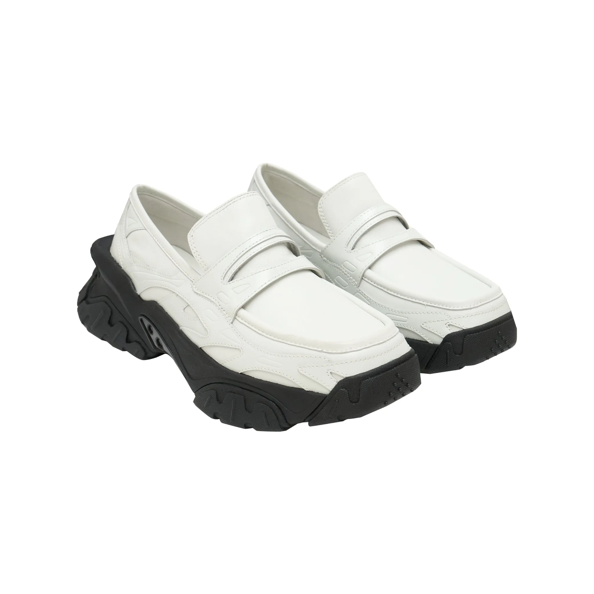 Patchwork Loafer Platform Sneakers In White
