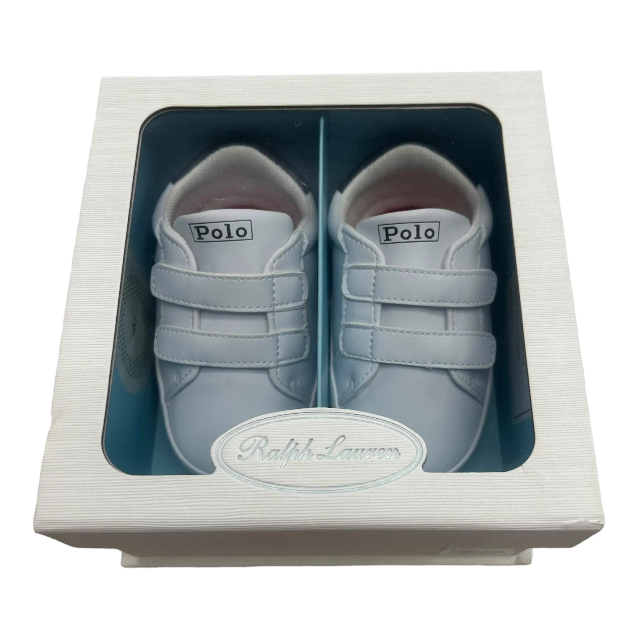 Ralph Lauren - White faux leather baby shoes, trainer style, velcro