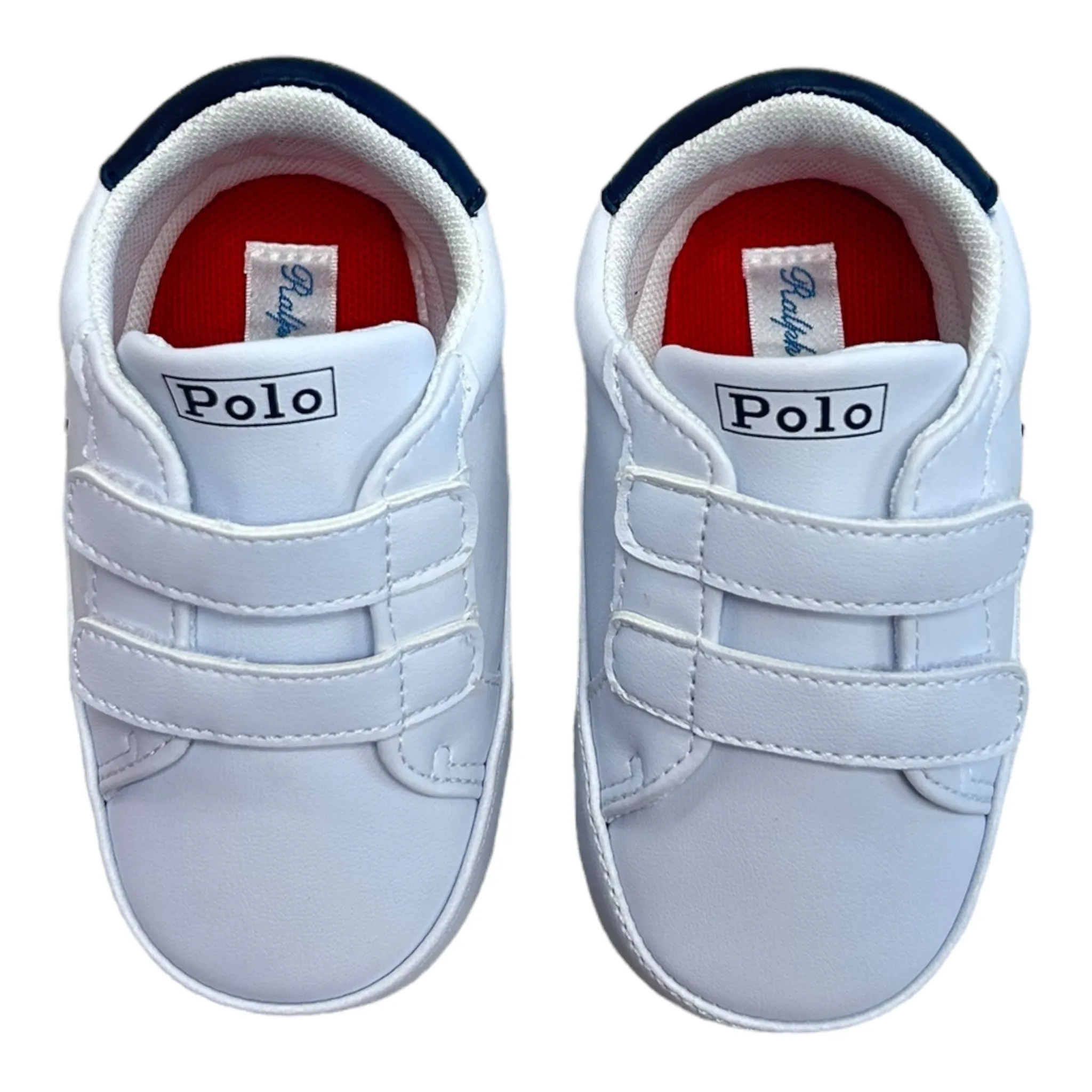 Ralph Lauren - White faux leather baby shoes, trainer style, velcro