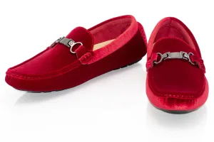 Red Velvet Metal Clasp Driver Loafer