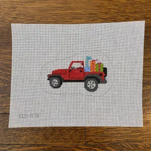 Santa Driving a Jeep Canvas