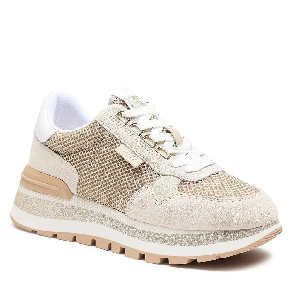 Scarpe Donna LIU JO Amazing 10 Sneakers Platform in Suede e Mesh Sand
