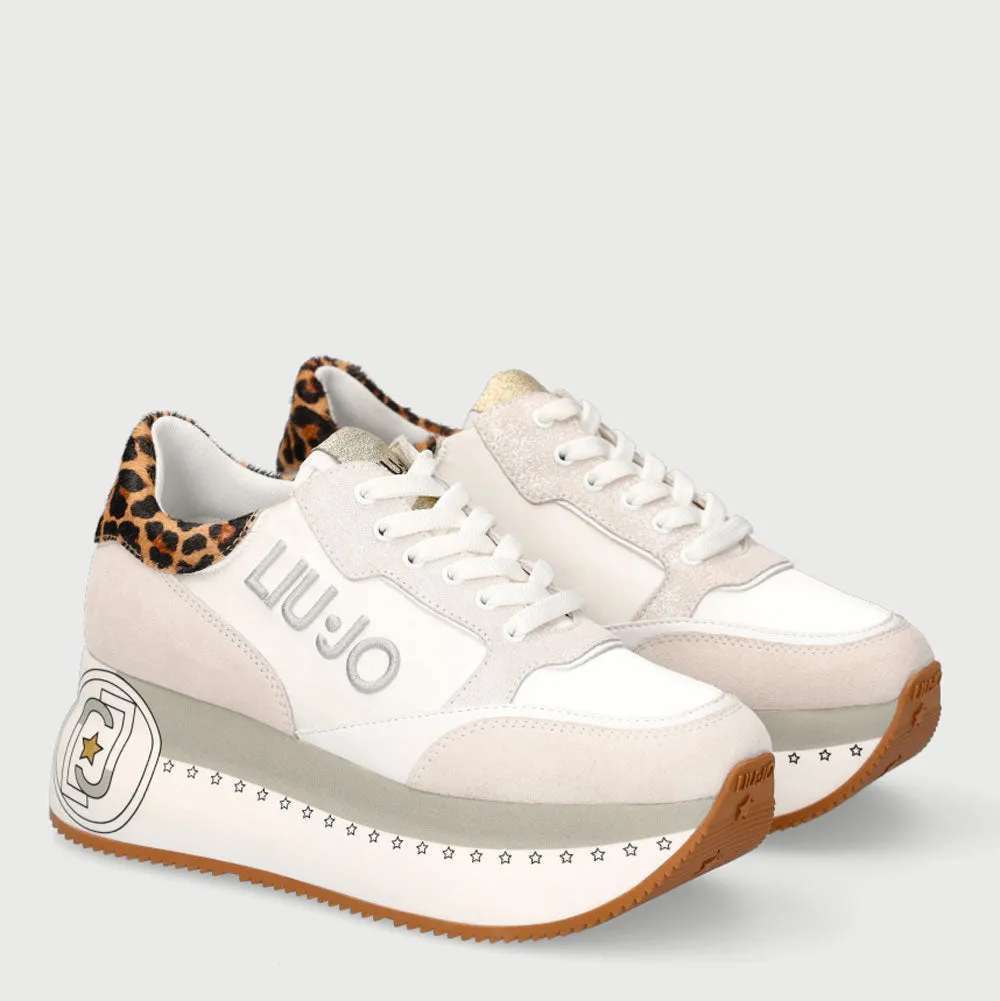 Scarpe Donna LIU JO Sneakers Maxi Platform Bianco con Dettaglio Animalier