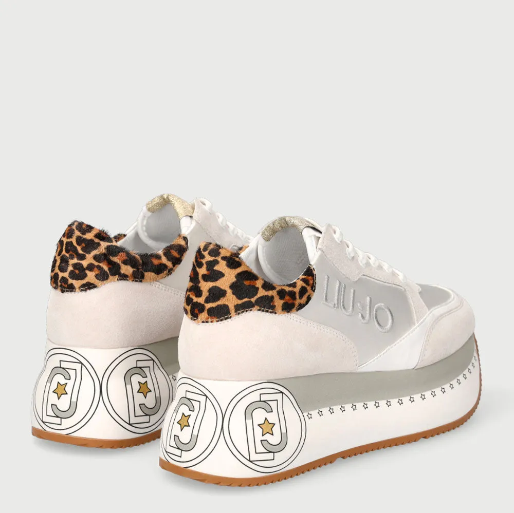 Scarpe Donna LIU JO Sneakers Maxi Platform Bianco con Dettaglio Animalier